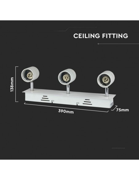 3619-Portafaretto LED Triplo da Incasso xGU e GU MR Colore Bianco Orientabile-3
