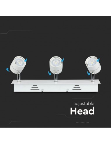 3619-Portafaretto LED Triplo da Incasso xGU e GU MR Colore Bianco Orientabile-6