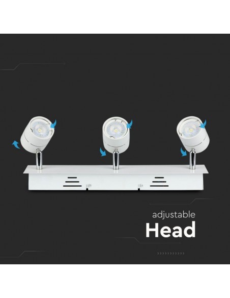 3619-Portafaretto LED Triplo da Incasso xGU e GU MR Colore Bianco Orientabile-6