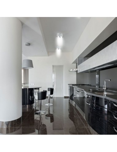 3627-Portafaretto LED Montaggio a Plafone Rotondo GU e GU MR Colore Bianco Orientabile-4