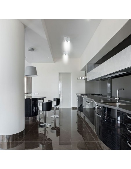 3627-Portafaretto LED Montaggio a Plafone Rotondo GU e GU MR Colore Bianco Orientabile-4