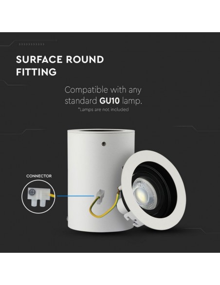3627-Portafaretto LED Montaggio a Plafone Rotondo GU e GU MR Colore Bianco Orientabile-5