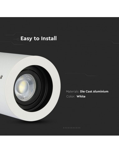 3627-Portafaretto LED Montaggio a Plafone Rotondo GU e GU MR Colore Bianco Orientabile-6