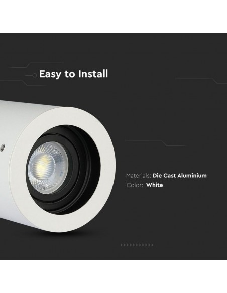 3627-Portafaretto LED Montaggio a Plafone Rotondo GU e GU MR Colore Bianco Orientabile-6