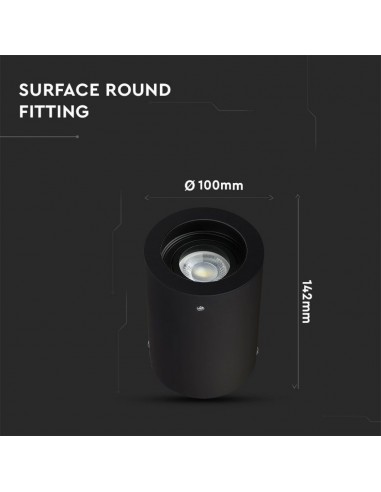 3628-Portafaretto LED Montaggio a Plafone Rotondo GU e GU MR Colore Nero Orientabile-2