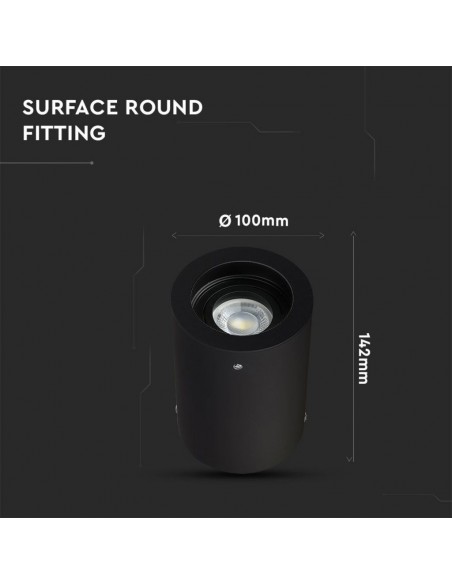 3628-Portafaretto LED Montaggio a Plafone Rotondo GU e GU MR Colore Nero Orientabile-2