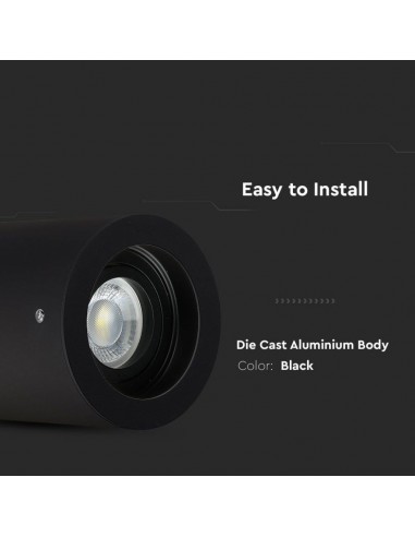 3628-Portafaretto LED Montaggio a Plafone Rotondo GU e GU MR Colore Nero Orientabile-4