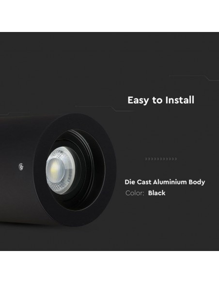 3628-Portafaretto LED Montaggio a Plafone Rotondo GU e GU MR Colore Nero Orientabile-4