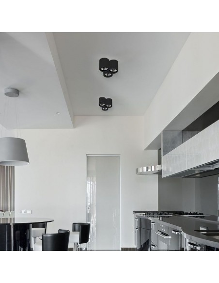 3628-Portafaretto LED Montaggio a Plafone Rotondo GU e GU MR Colore Nero Orientabile-5