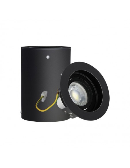 3628-Portafaretto LED Montaggio a Plafone Rotondo GU e GU MR Colore Nero Orientabile-6