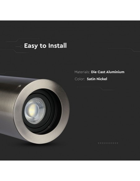 3629-Portafaretto LED Montaggio a Plafone Rotondo GU e GU MR Colore Nichel Satinato Orientabile-4