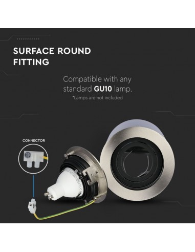 3629-Portafaretto LED Montaggio a Plafone Rotondo GU e GU MR Colore Nichel Satinato Orientabile-7