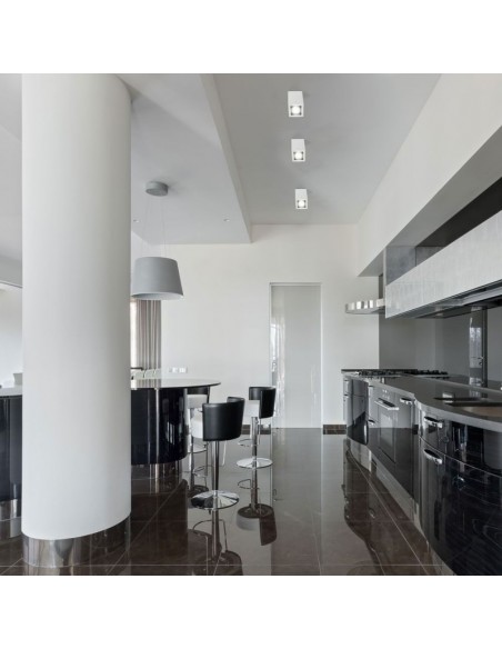 3630-Portafaretto LED Montaggio a Plafone Quadrato GU e GU MR Colore Bianco Orientabile-3