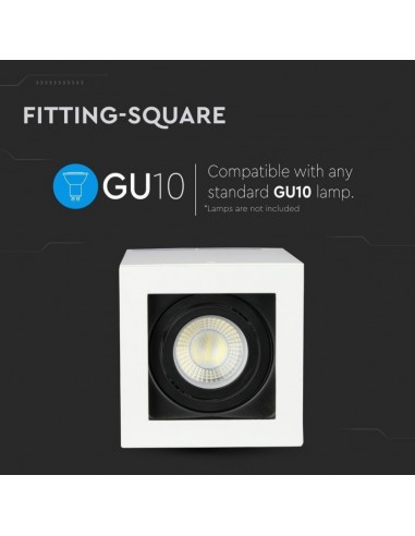 3630-Portafaretto LED Montaggio a Plafone Quadrato GU e GU MR Colore Bianco Orientabile-4