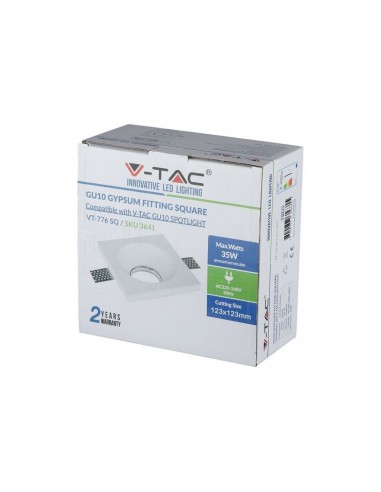 3641-Portafaretto LED da Incasso Quadrato GU e GU MR Corpo in Gesso Bianco-2