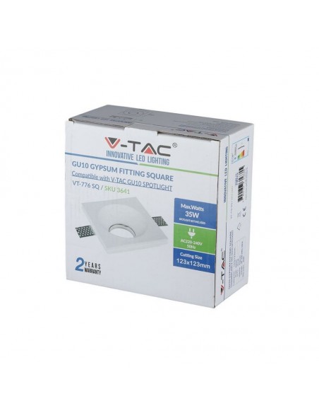 3641-Portafaretto LED da Incasso Quadrato GU e GU MR Corpo in Gesso Bianco-2