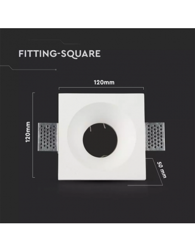 3641-Portafaretto LED da Incasso Quadrato GU e GU MR Corpo in Gesso Bianco-3