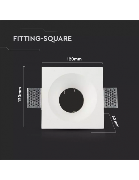 3641-Portafaretto LED da Incasso Quadrato GU e GU MR Corpo in Gesso Bianco-3