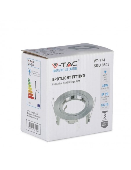 3643-Portafaretto LED da Incasso Rotondo GU e GU MR Colore Nichel Satinato-2