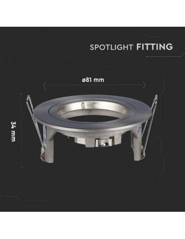 3643-Portafaretto LED da Incasso Rotondo GU e GU MR Colore Nichel Satinato-3