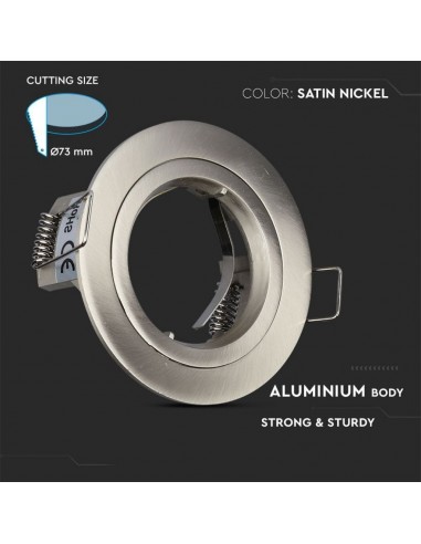 3643-Portafaretto LED da Incasso Rotondo GU e GU MR Colore Nichel Satinato-5