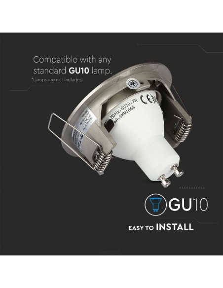 3643-Portafaretto LED da Incasso Rotondo GU e GU MR Colore Nichel Satinato-6