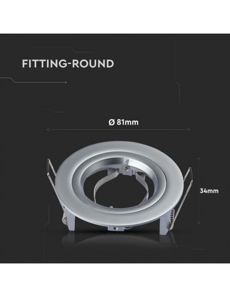 3644-Portafaretto LED da Incasso Rotondo GU e GU MR Colore Grigio-3