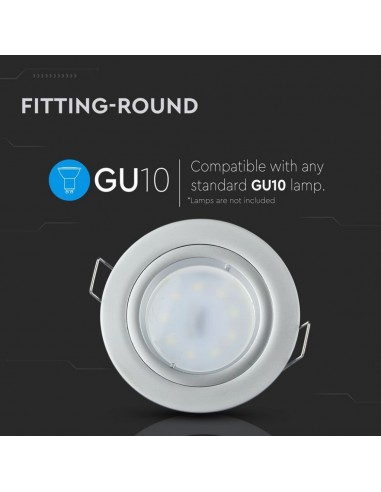 3644-Portafaretto LED da Incasso Rotondo GU e GU MR Colore Grigio-5