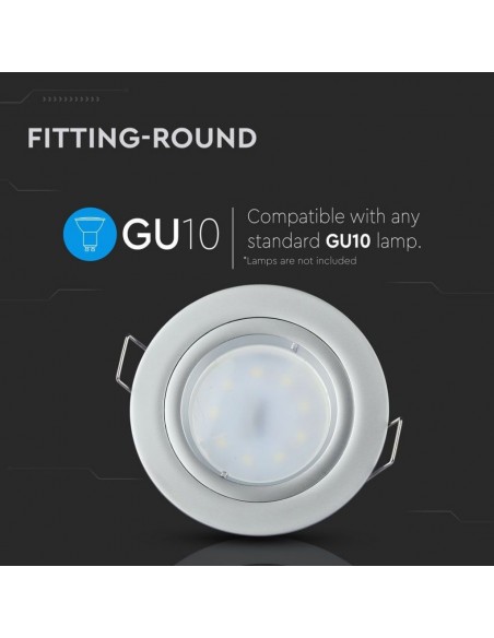 3644-Portafaretto LED da Incasso Rotondo GU e GU MR Colore Grigio-5