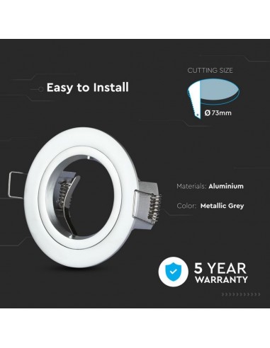 3644-Portafaretto LED da Incasso Rotondo GU e GU MR Colore Grigio-6