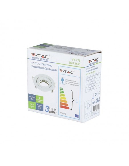 3645-Portafaretto LED da Incasso Rotondo GU e GU MR Colore Bianco Orientabile-2