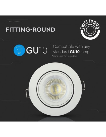 3645-Portafaretto LED da Incasso Rotondo GU e GU MR Colore Bianco Orientabile-5