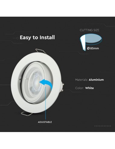 3645-Portafaretto LED da Incasso Rotondo GU e GU MR Colore Bianco Orientabile-6
