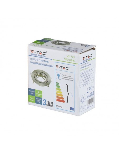 3646-Portafaretto LED da Incasso Rotondo GU e GU MR Colore Nichel Satinato Orientabile-2