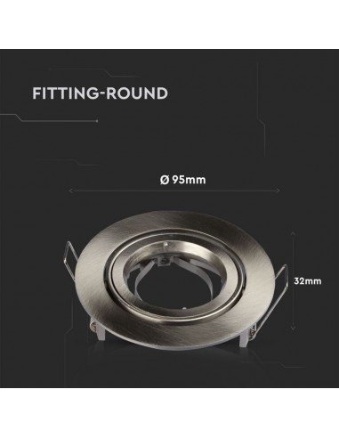 3646-Portafaretto LED da Incasso Rotondo GU e GU MR Colore Nichel Satinato Orientabile-3