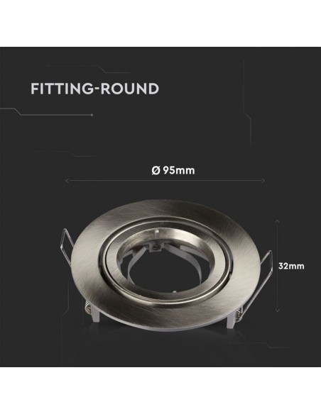 3646-Portafaretto LED da Incasso Rotondo GU e GU MR Colore Nichel Satinato Orientabile-3