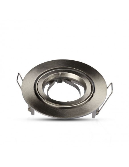 Portafaretto LED da Incasso Rotondo GU10 e GU5.3 (MR16) Nichel Satinato Orientabile