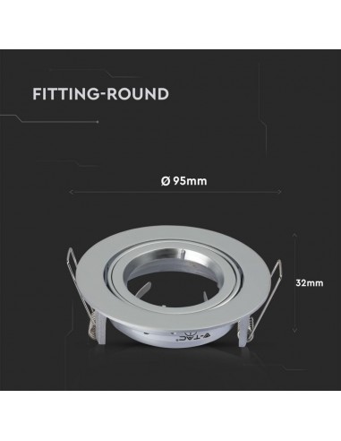 3647-Portafaretto LED da Incasso Rotondo GU e GU MR Colore Grigio Orientabile-3