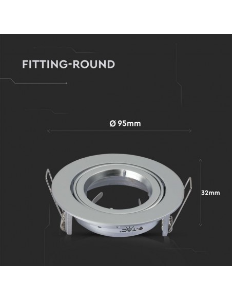 3647-Portafaretto LED da Incasso Rotondo GU e GU MR Colore Grigio Orientabile-3