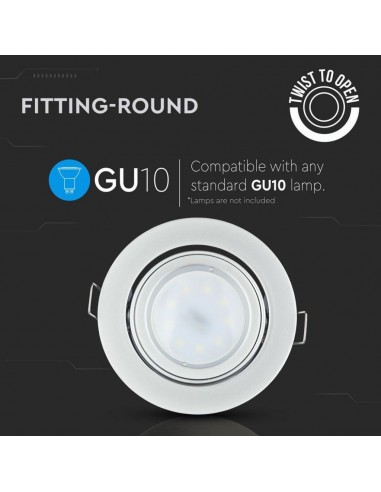 3647-Portafaretto LED da Incasso Rotondo GU e GU MR Colore Grigio Orientabile-5