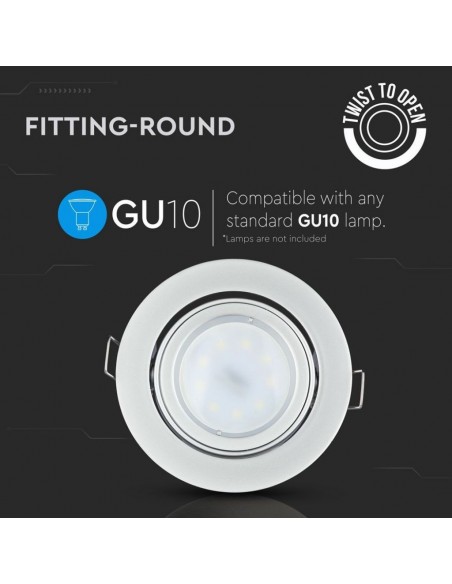 3647-Portafaretto LED da Incasso Rotondo GU e GU MR Colore Grigio Orientabile-5