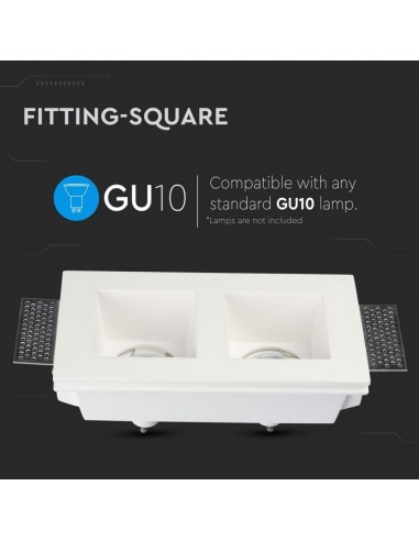 3648-Portafaretto LED Doppio da Incasso Rettangolare xGU e GU MR Corpo in Gesso Bianco-5