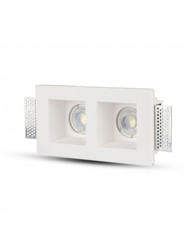 3648-Portafaretto LED Doppio da Incasso Rettangolare xGU e GU MR Corpo in Gesso Bianco-7