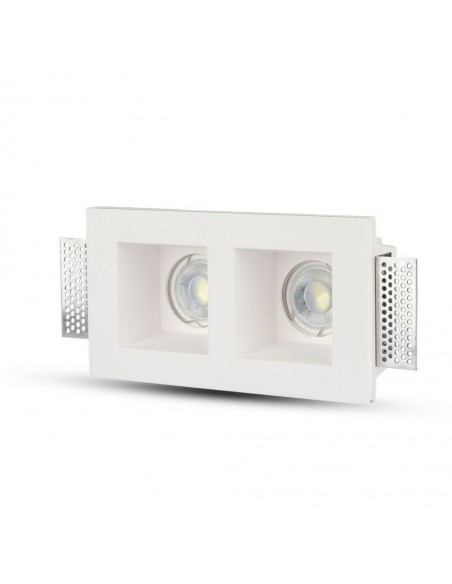 3648-Portafaretto LED Doppio da Incasso Rettangolare xGU e GU MR Corpo in Gesso Bianco-7
