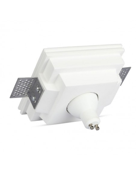3649-Portafaretto LED da Incasso Quadrato GU e GU MR Corpo in Gesso Bianco-3