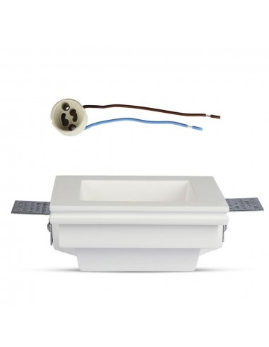 3649-Portafaretto LED da Incasso Quadrato GU e GU MR Corpo in Gesso Bianco-6