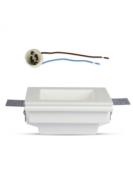 3649-Portafaretto LED da Incasso Quadrato GU e GU MR Corpo in Gesso Bianco-6