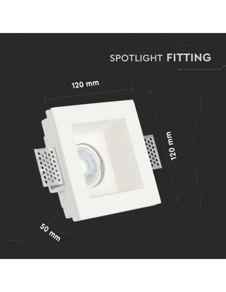 Portafaretto LED da Incasso Quadrato GU10 e GU5.3 (MR16) Corpo in Gesso Bianco