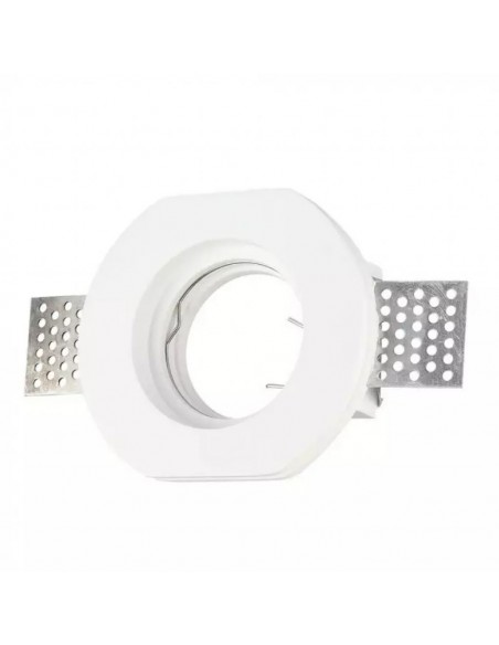 3650-Portafaretto LED da Incasso Rotondo GU e GU MR Corpo in Gesso Bianco-1