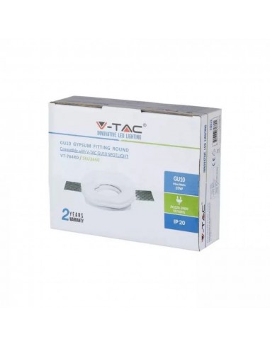 3650-Portafaretto LED da Incasso Rotondo GU e GU MR Corpo in Gesso Bianco-2